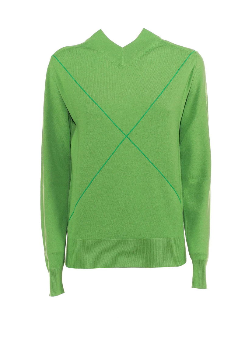 Sweater Bottega Veneta V-Neck Sweater Grön | 699588V1Z103232