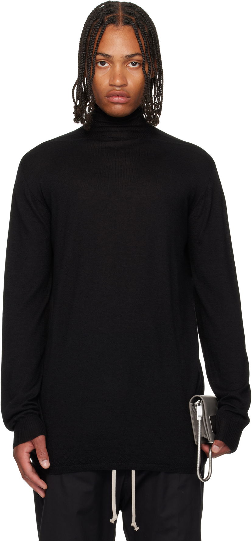 Sweater Rick Owens Rick Owens Concordians Oversized Turtleneck Sweater Svart | RU02E1626 WS