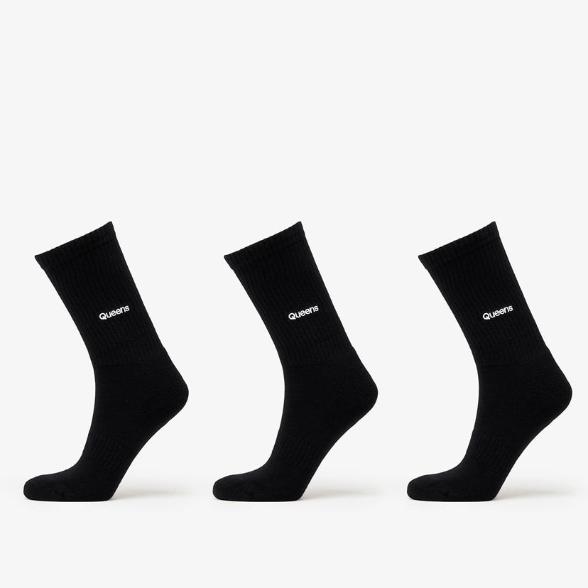 Strumpor Queens Crew Socks 3-Pack Svart | QNS_060
