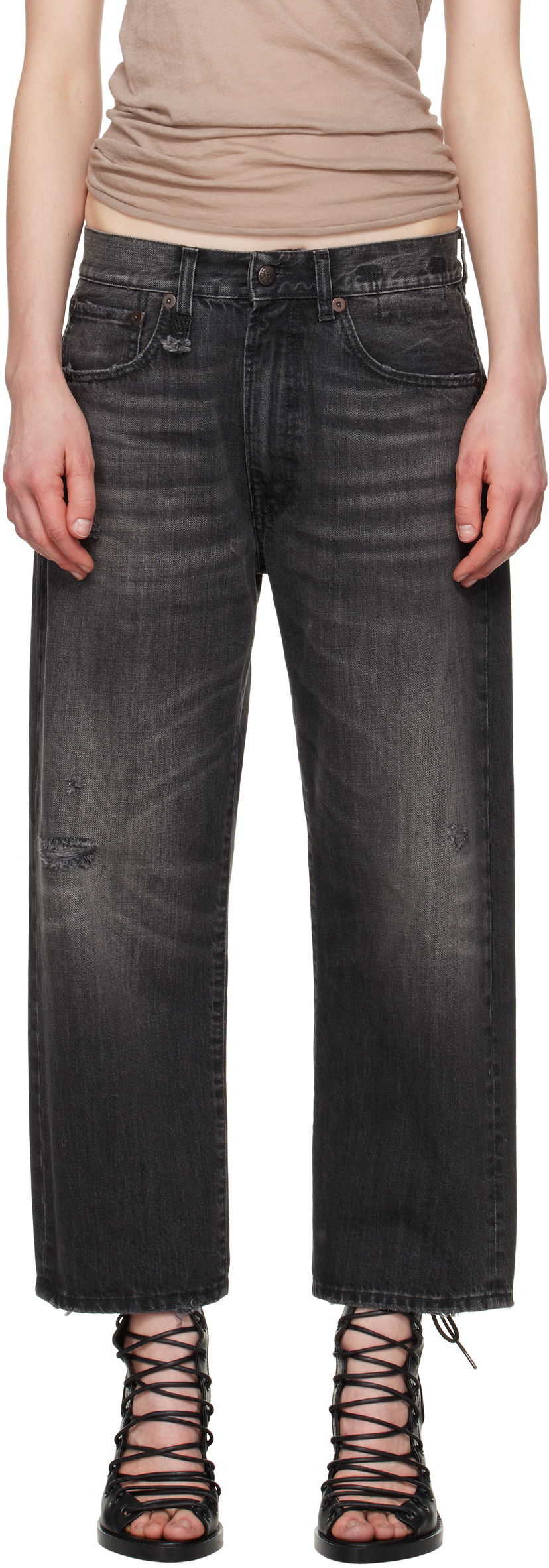 Jeans R13 R13 X-Boyfriend Distressed Jeans Svart | R13WD211-D284A