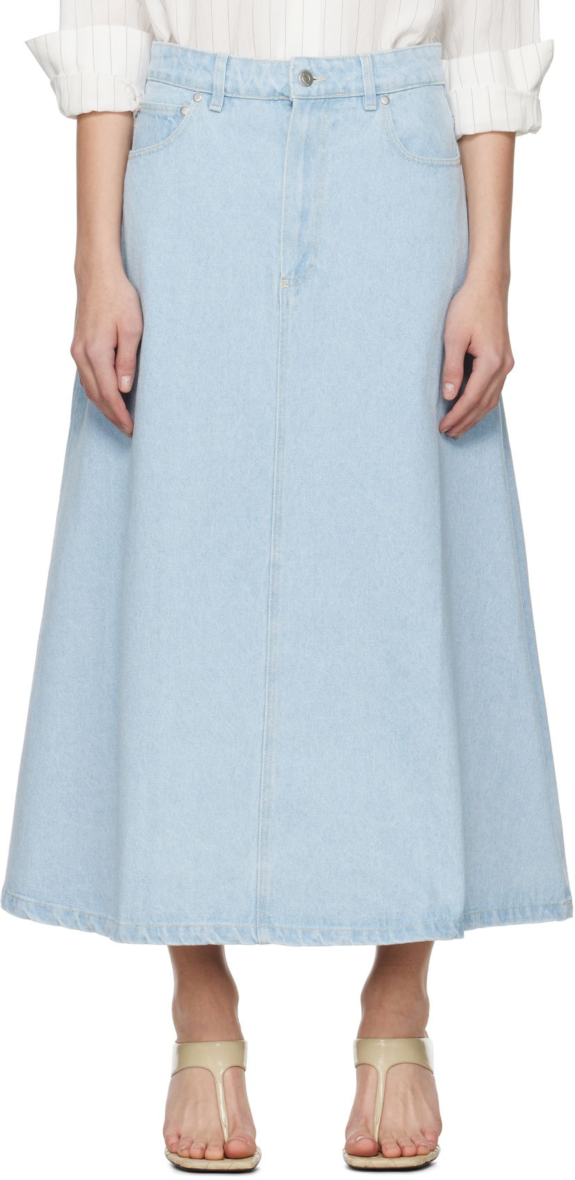 Kjol Nanushka Nanushka Cintia Denim Midi Skirt Blå | NW25SSSK24152