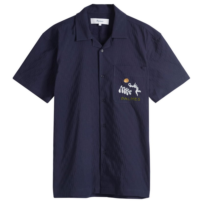 Skjorta Palmes Palmes Garden Short Sleeve Shirt Mörkblå | P30-0034-660