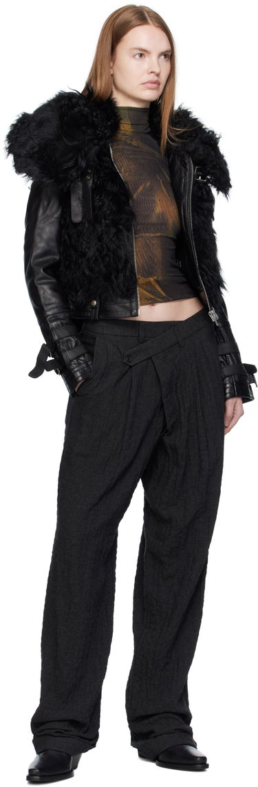 Byxor R13 R13 Tripe Pleat Crossover Trousers Svart | R13W7516-R580A, 3