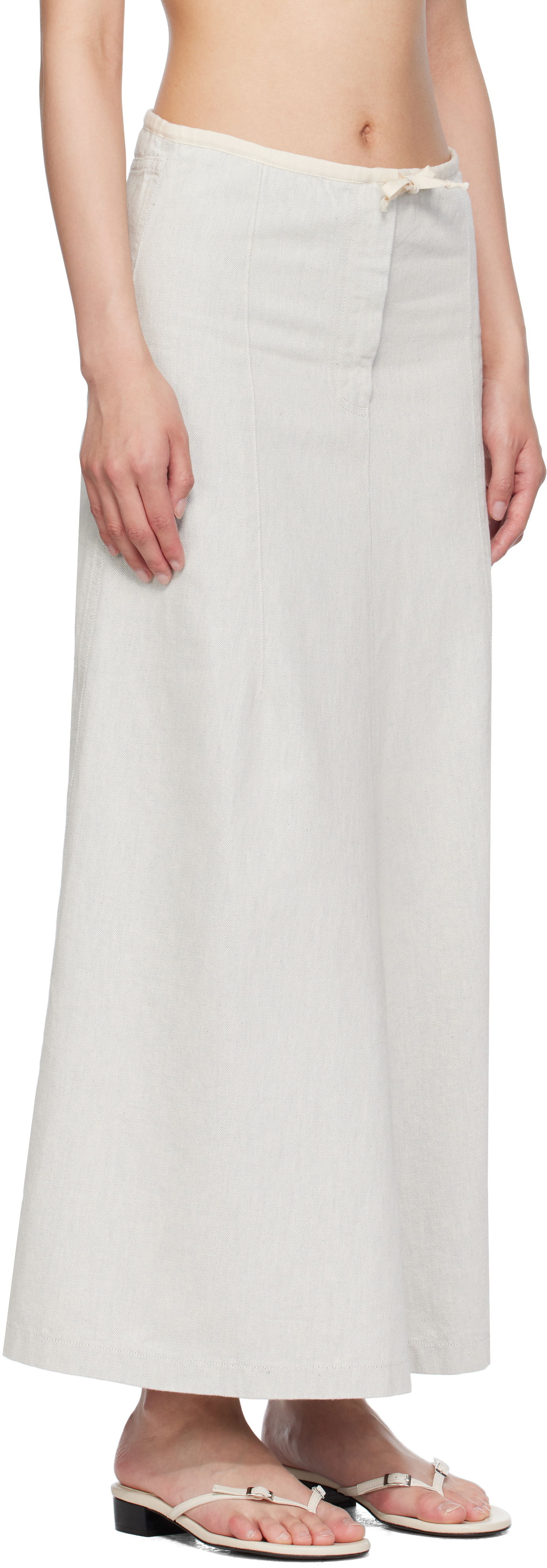 Kjol Baserange Baserange Arthur Denim Maxi Skirt Vit | SKAR-DE-SU25, 1