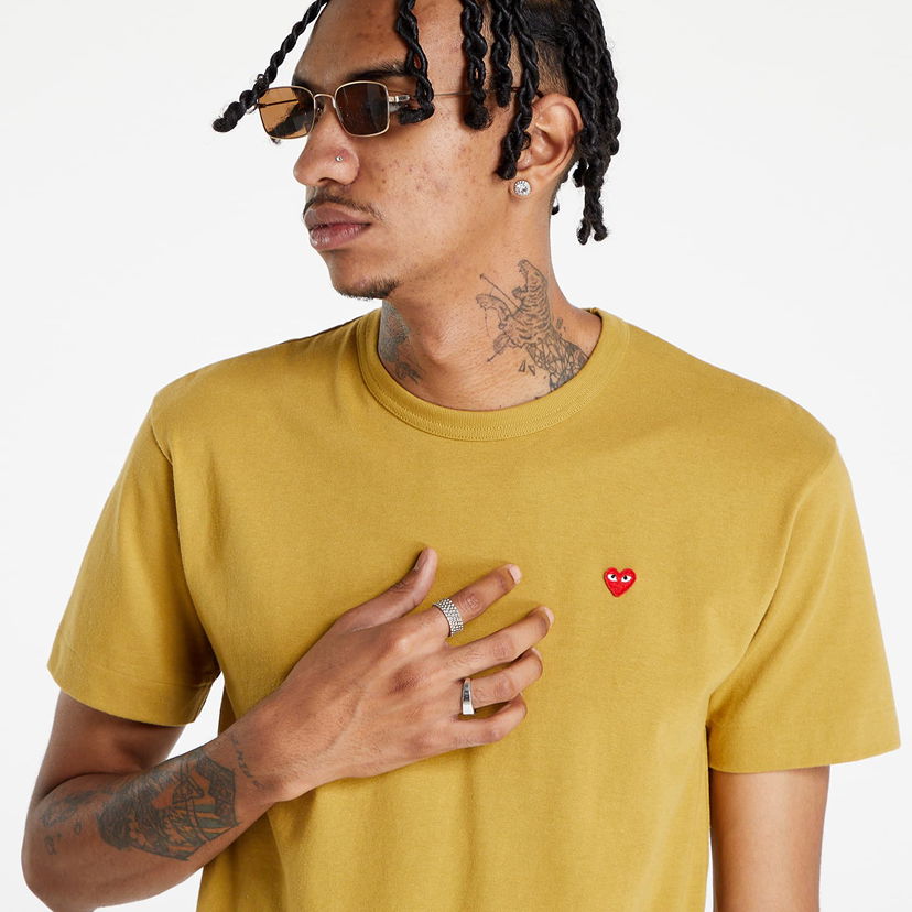 T-shirt Comme des Garçons PLAY Heart Logo Tee UNISEX Brun | AZT314 olive
