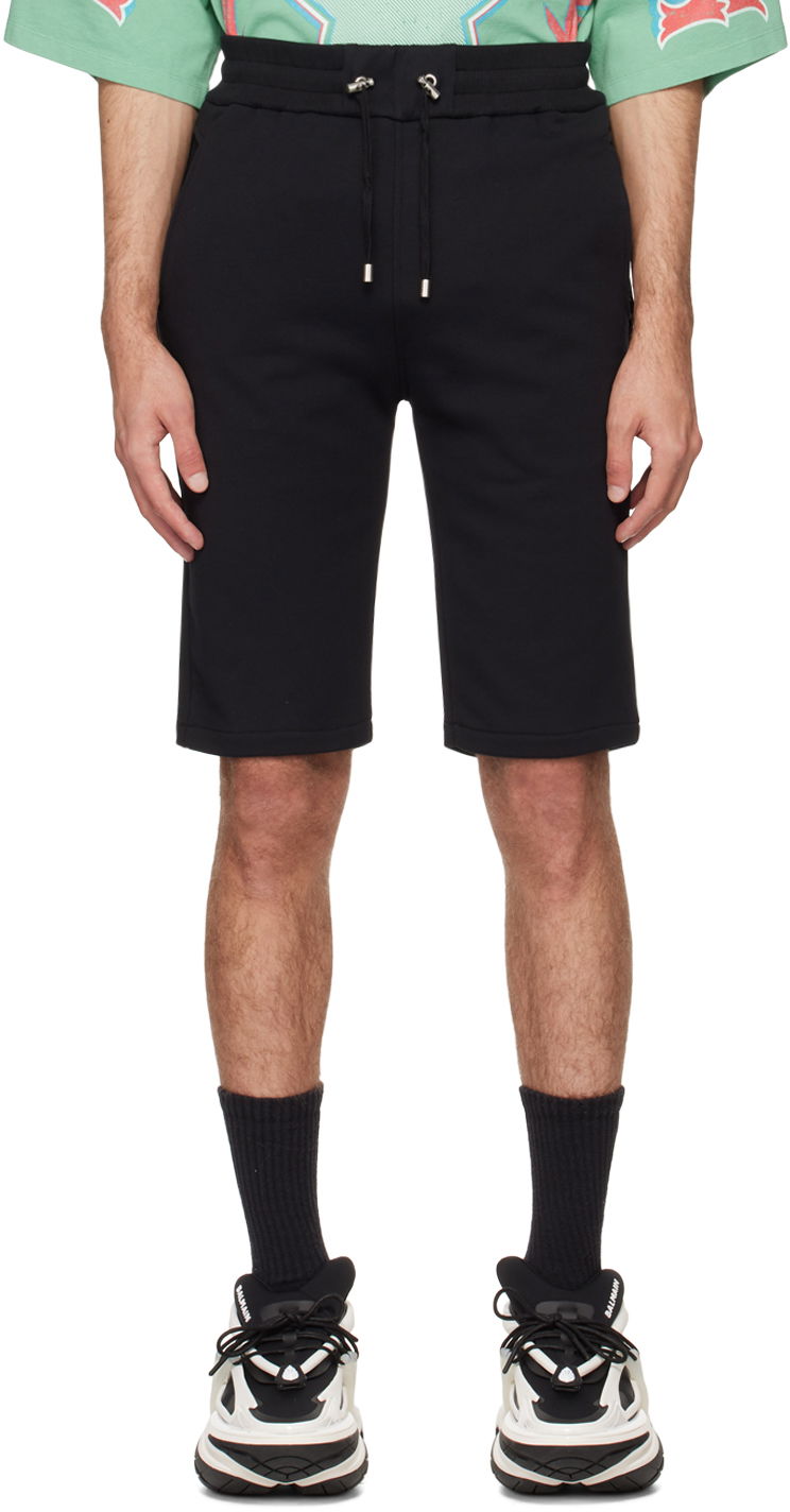 Shorts Balmain Flocked Shorts Svart | CH1OA003BB04
