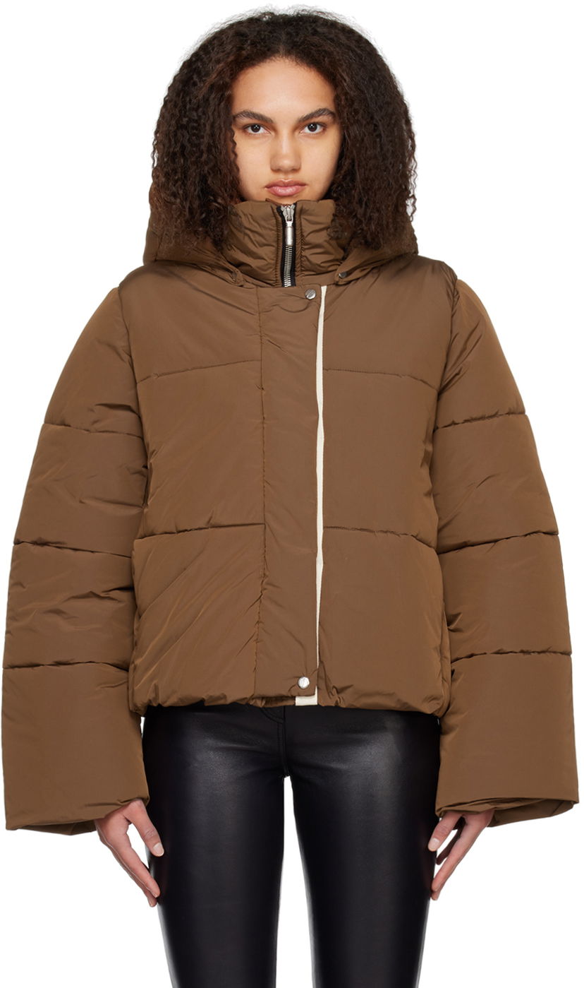Pufferjacka Rhude Rhude Hooded Puffer Jacket Brun | RHFW22JA34016090