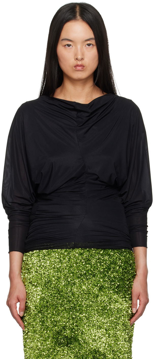 Skjorta Dries Van Noten Draped Blouse Svart | 242-011145-9204