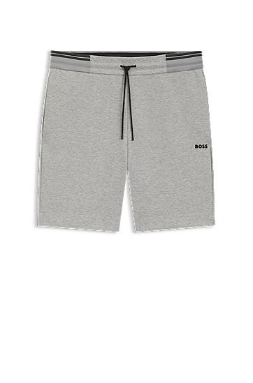 Shorts BOSS BOSS Cotton-Blend Shorts with Stripe Details Grå | 50543091