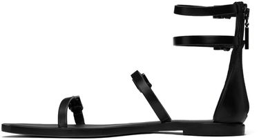 Sneakers och skor Max Mara Evegflat Designer Double Strap Leather Sandals Svart | 2414521032600, 2