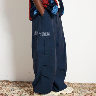 Cargo byxor Pleasures Visitors Wide Fit Cargo Pants Mörkblå | P23F012-NAVY, 3