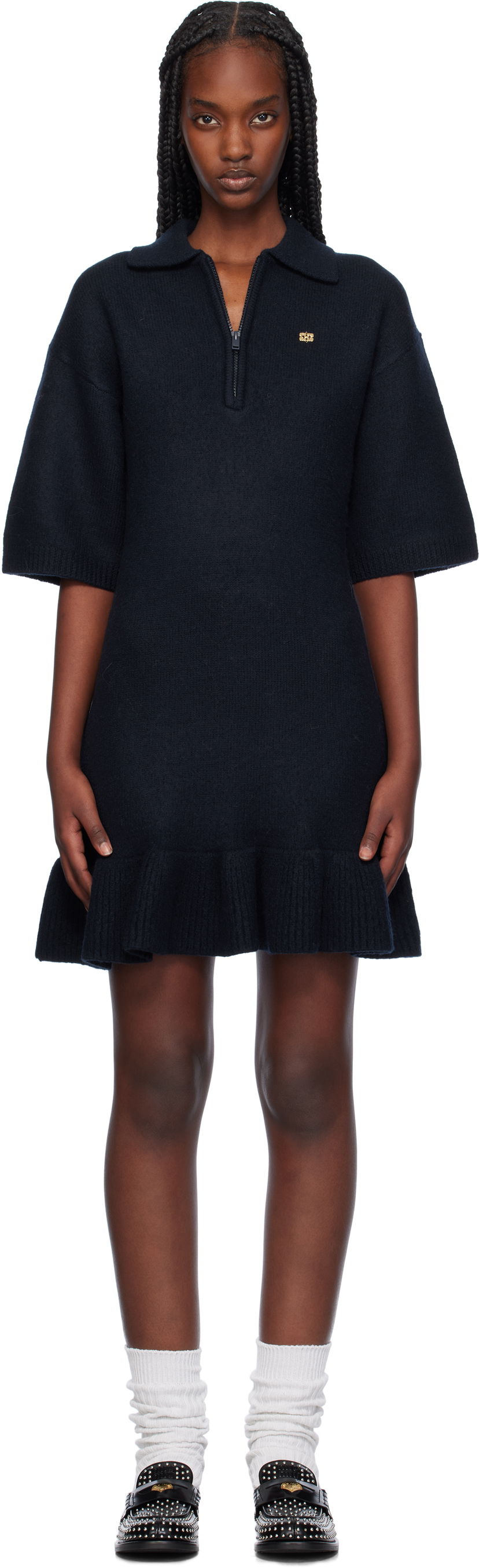 Klä GANNI Wool Mini Dress Mörkblå | K2298
