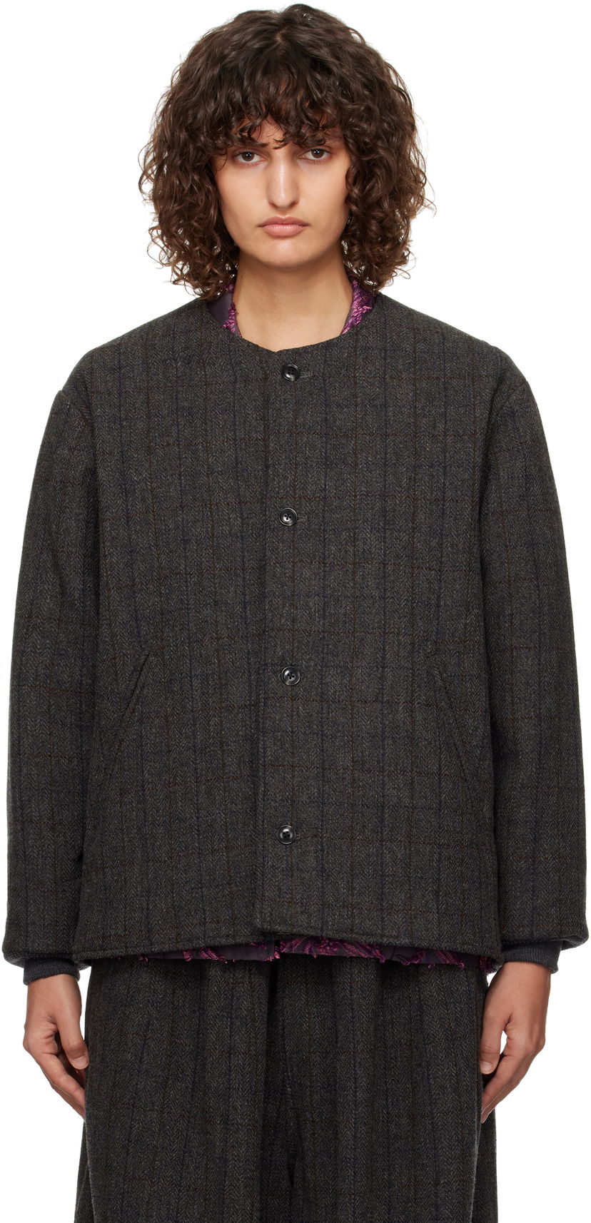 Jacka Needles Quilted Crew Neck Grå | PU105