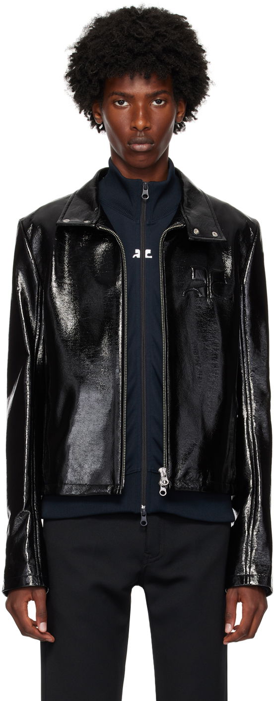 Jacka Courrèges Vinyl Biker Jacket Svart | 324CBL195VY0014, 0