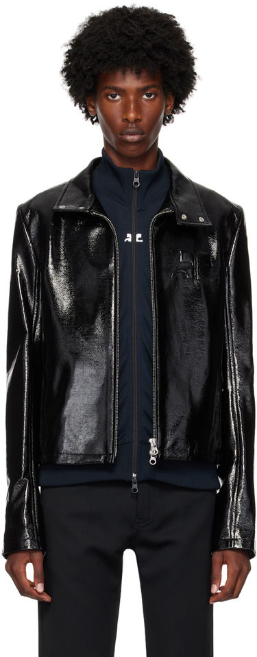 Jacka Courrèges Vinyl Biker Jacket Svart | 324CBL195VY0014, 0