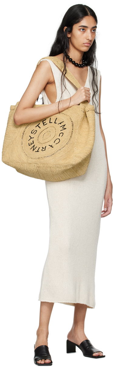 Tygpåse Stella McCartney Stella McCartney Logo Raffia Tote Bag Beige | 7B0084WP0375, 3