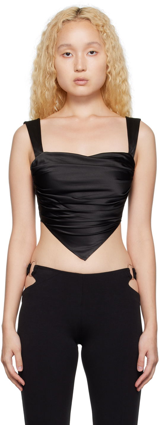 Linne Miaou Miaou Tati Draped Tank Top Svart | 7031-CL-BLK