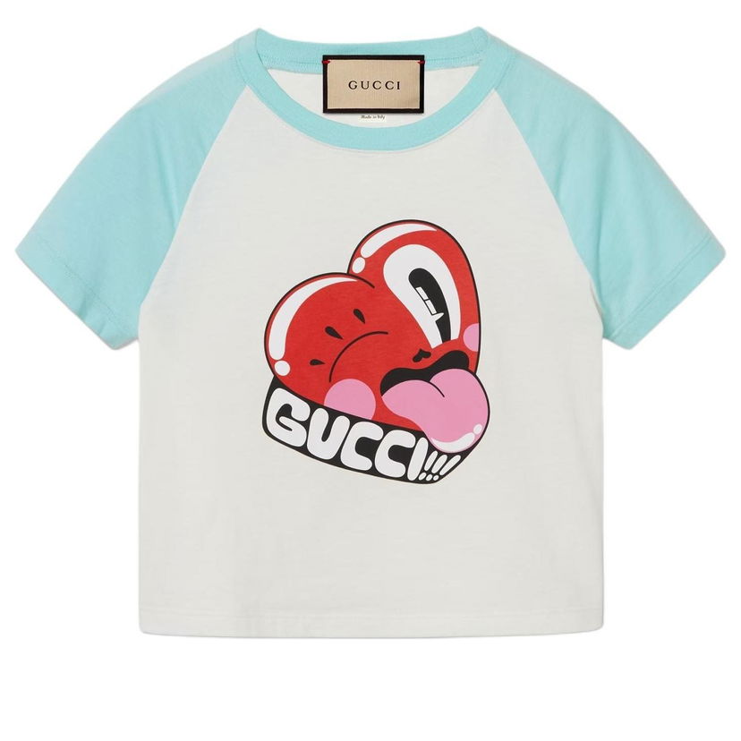 T-shirt Gucci Cotton Jersey Short Sleeved T-Shirt With Print Vit | 768183-XJGHN-9095
