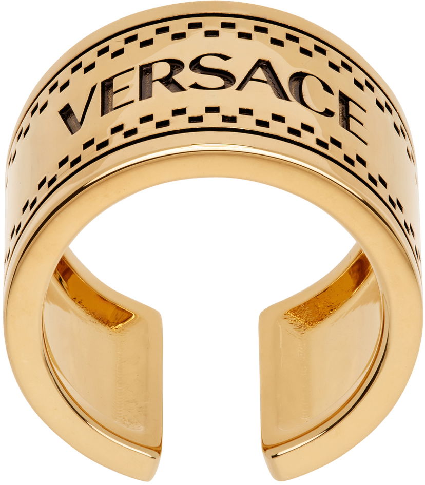 Ringa Versace Gold 90s Vintage '' Logo Ring Metallisk | 1015199_1A00620