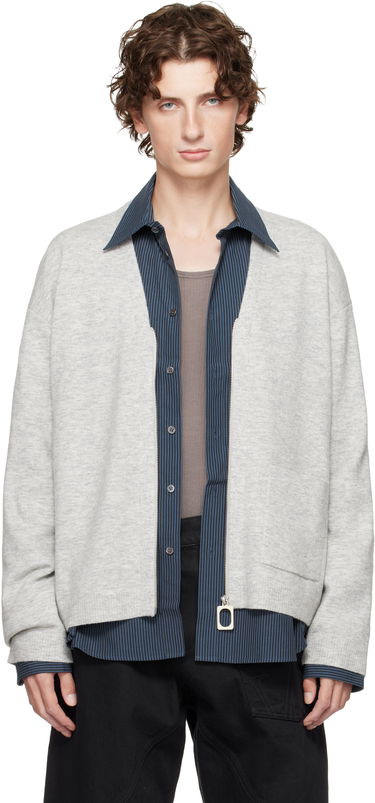 Sweater JW Anderson JW Anderson V-Neck Zip-Up Cardigan Grå | KW1435-YN0443, 0