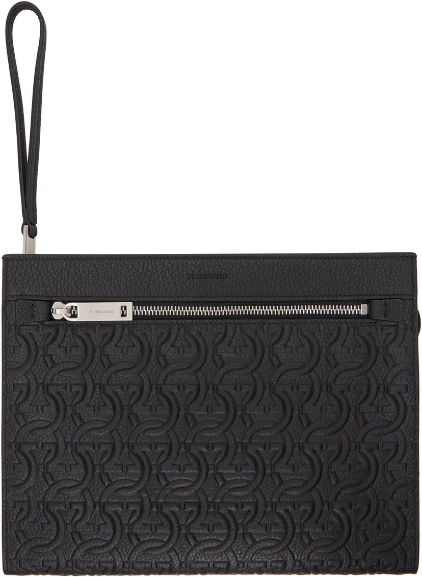 Plånbok FERRAGAMO Ferragamo Embossed Gancini Pouch Svart | 769481