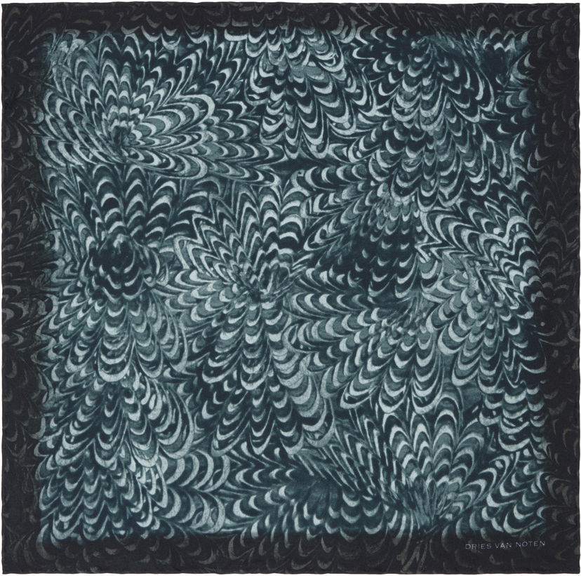 Halsduk Dries Van Noten Dries Van Noten Silk Pocket Square with Floral Print Blå | 251-021301-1008