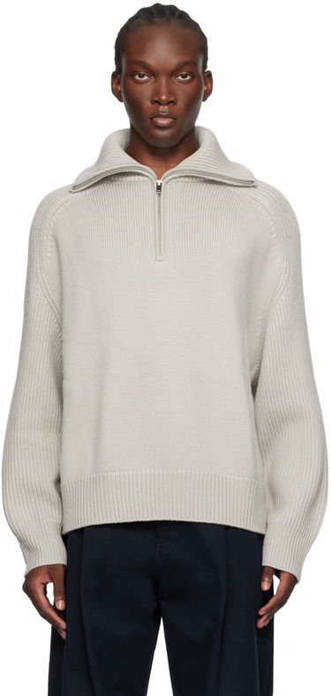 Sweater Studio Nicholson Studio Nicholson Level Half-Zip Knit Sweater Grå | LEVEL SNM - 1231, 0