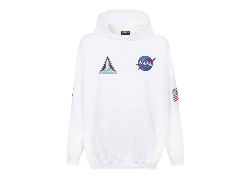Sweatshirt Balenciaga NASA x Hoodie White Vit | 651799TKVD89040