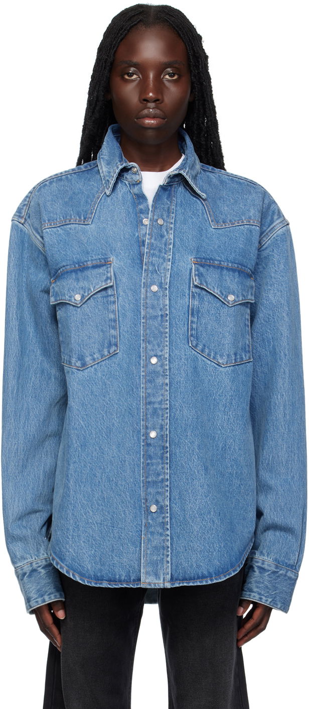 Skjorta VETEMENTS Flap Pocket Denim Shirt Blå | VL18SH250N