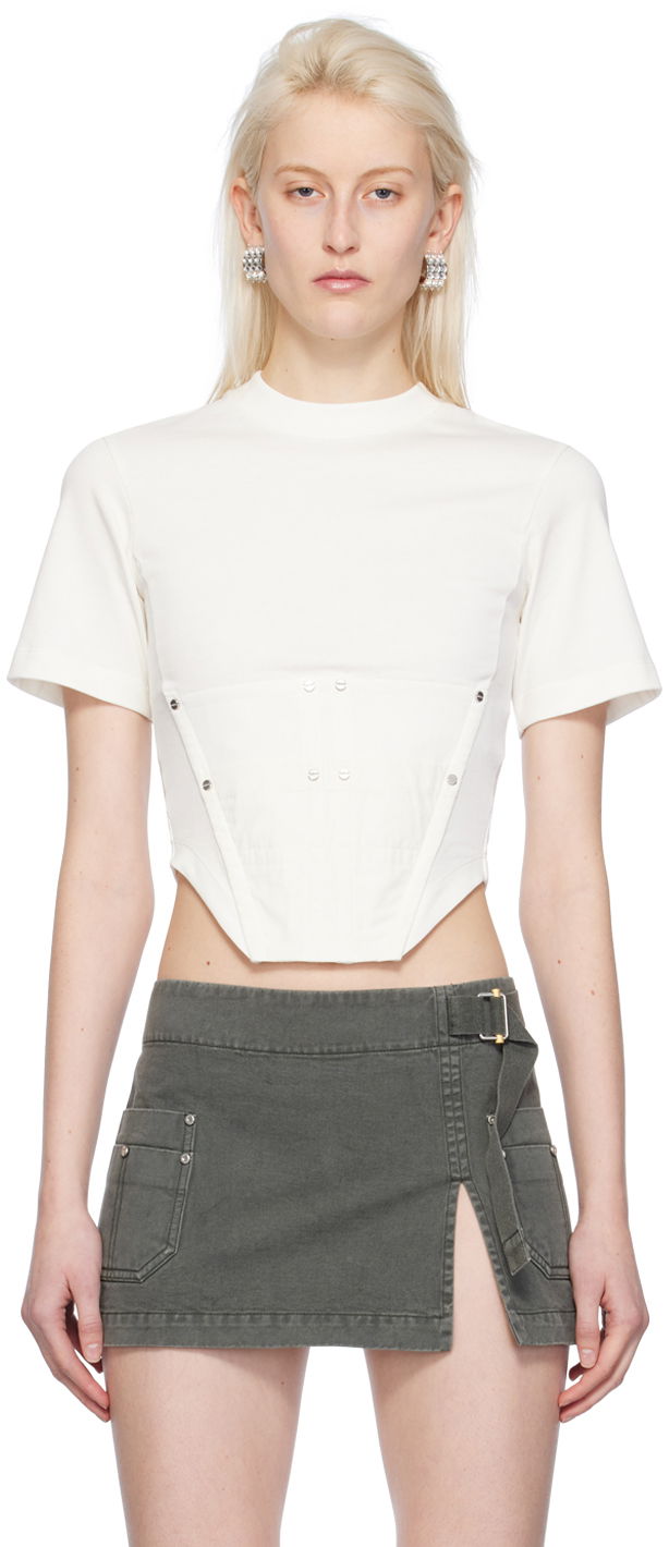 Crop top Dion Lee Dion Lee Workwear Corset T-Shirt Vit | C3167PS24