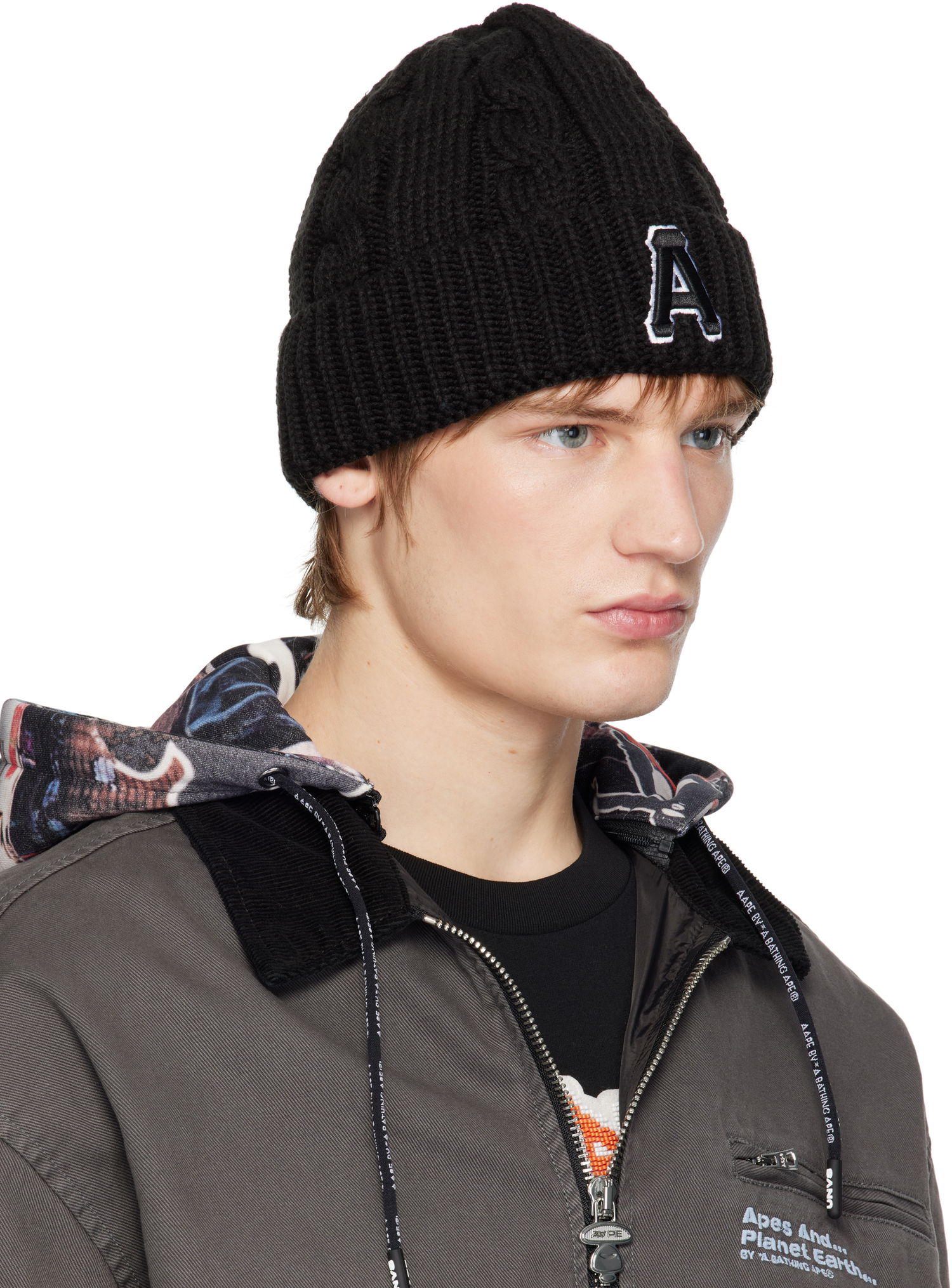 Mössa AAPE by A Bathing Ape A Bathing Ape Aape Main Knit Beanie with Logo Svart | AAPHTM5288XXNBKX, 1