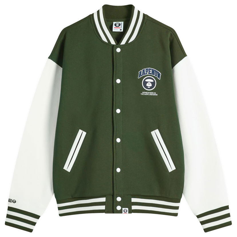 Bomberjacka AAPE by A Bathing Ape AAPE Now Fleece Baseball Jacket Grön | AAPSWMB328XANGRD