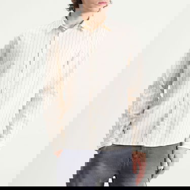 Skjorta A.P.C. Men's Clement Stripe Shirt, Size Small Vit | COHJU-H12512-AAD, 2