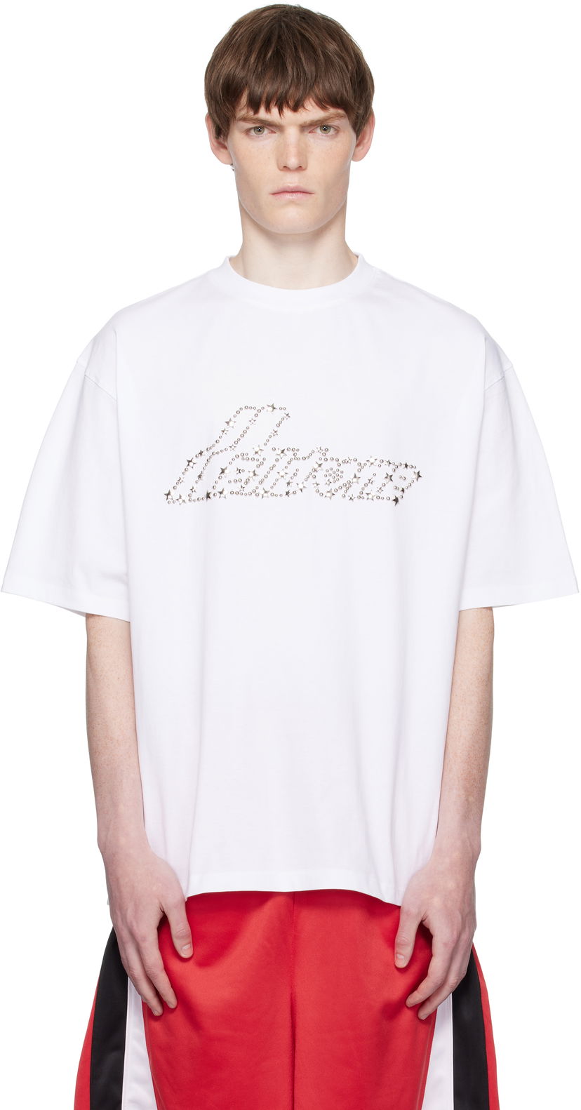 T-shirt We11done We11done Pearly Logo T-Shirt Vit | WD-TT2-25-735-U-WH