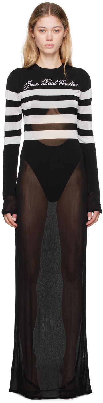 Klä Jean Paul Gaultier Jean Paul Gaultier Signature Marinière Maxi Dress Svart | 24/30-F-RO244B-M075-0001