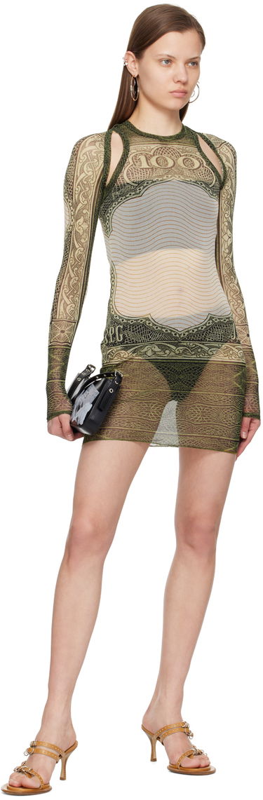 Klä Jean Paul Gaultier Jean Paul Gaultier 'The Cartouche' Sheer Minidress Grön | 24/25-F-RO157-T515-400300156, 3