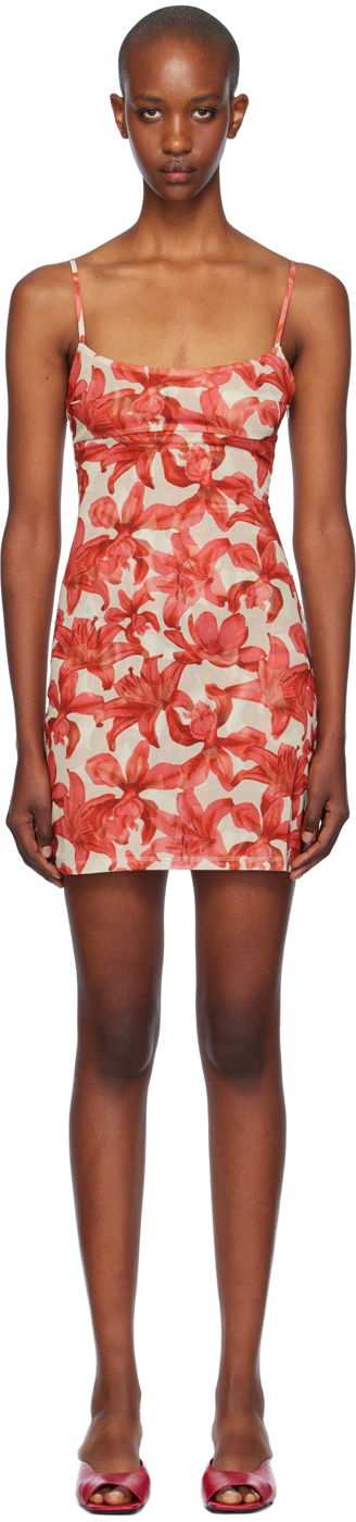Klä Miaou Miaou Anya Floral Print Mini Dress Röd | 5026PM1OAL