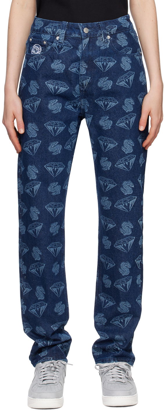 Jeans BILLIONAIRE BOYS CLUB Diamond & Dollars Print Jeans Blå | B23154, 0