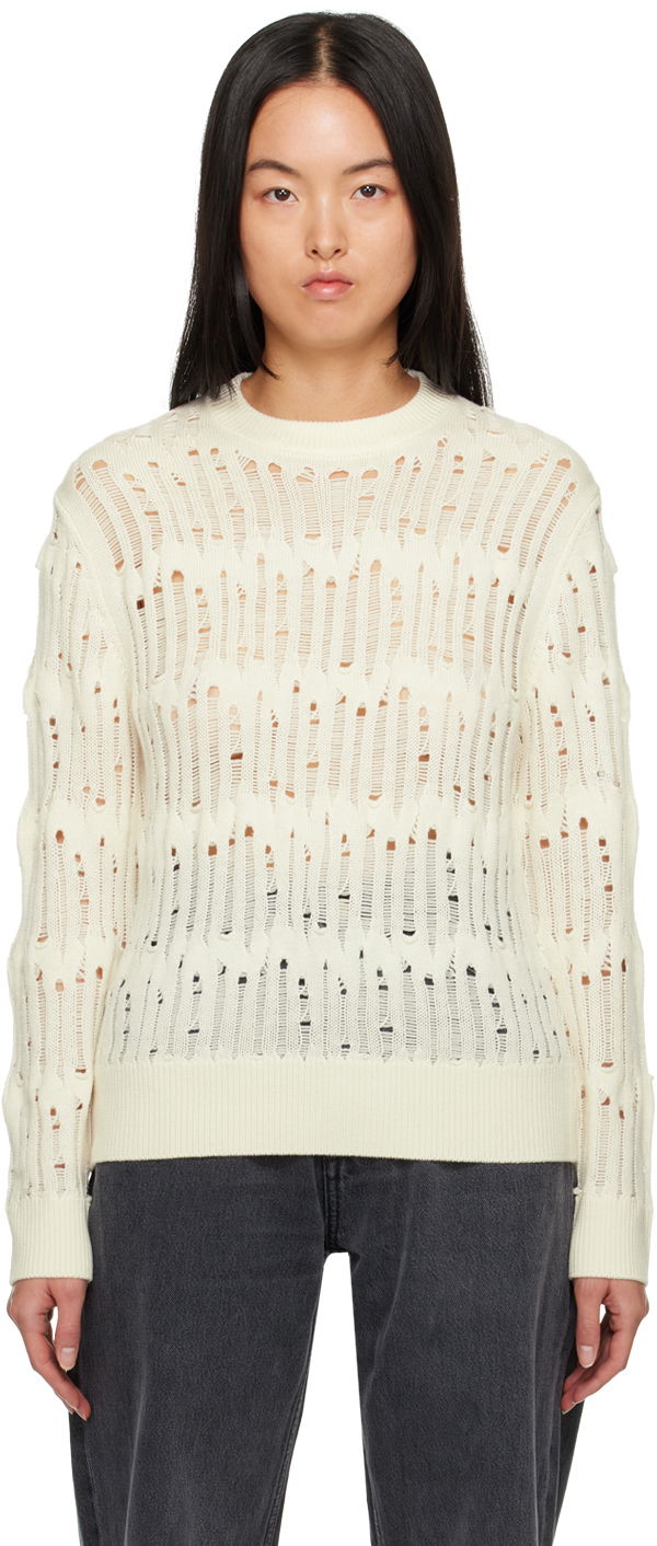 Sweater Eytys Distressed Knit Sweater Vit | A259002