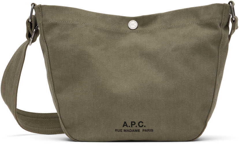 Axelväska A.P.C. A.P.C. Journal Small Canvas Crossbody Bag Grön | PSAJZ-M67010