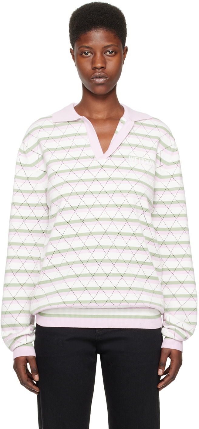 Sweater We11done We11done Striped Knit Polo Shirt Flerfärgad | WD-KT0-24-639-U-LP