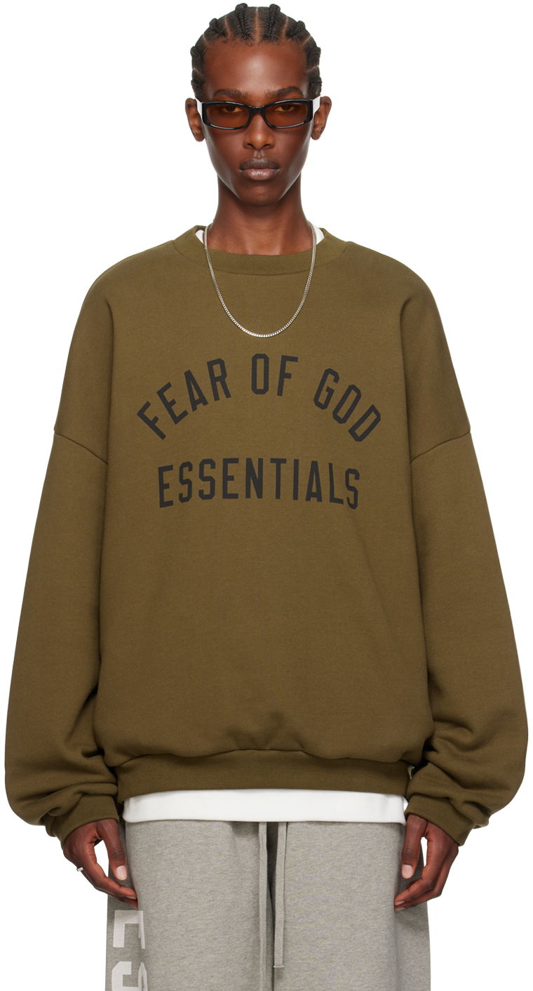 Sweater Fear of God Essentials Crewneck Sweatshirt Grön | 192BT246264F