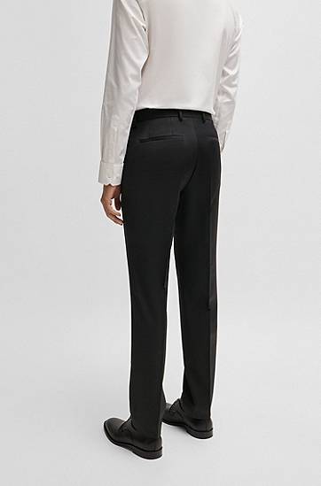 Byxor BOSS Regular-Fit Virgin-Wool Serge Trousers Svart | 50469183, 1