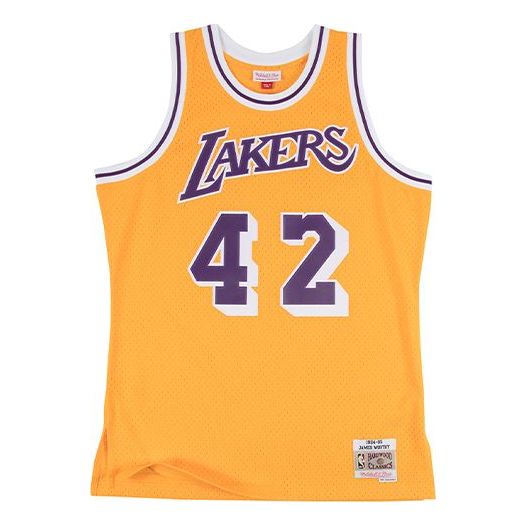 Linne Mitchell & Ness Los Angeles Lakers James Worthy Swingman Jersey Gul | SMJYAC18090-LALLTGD84JWO