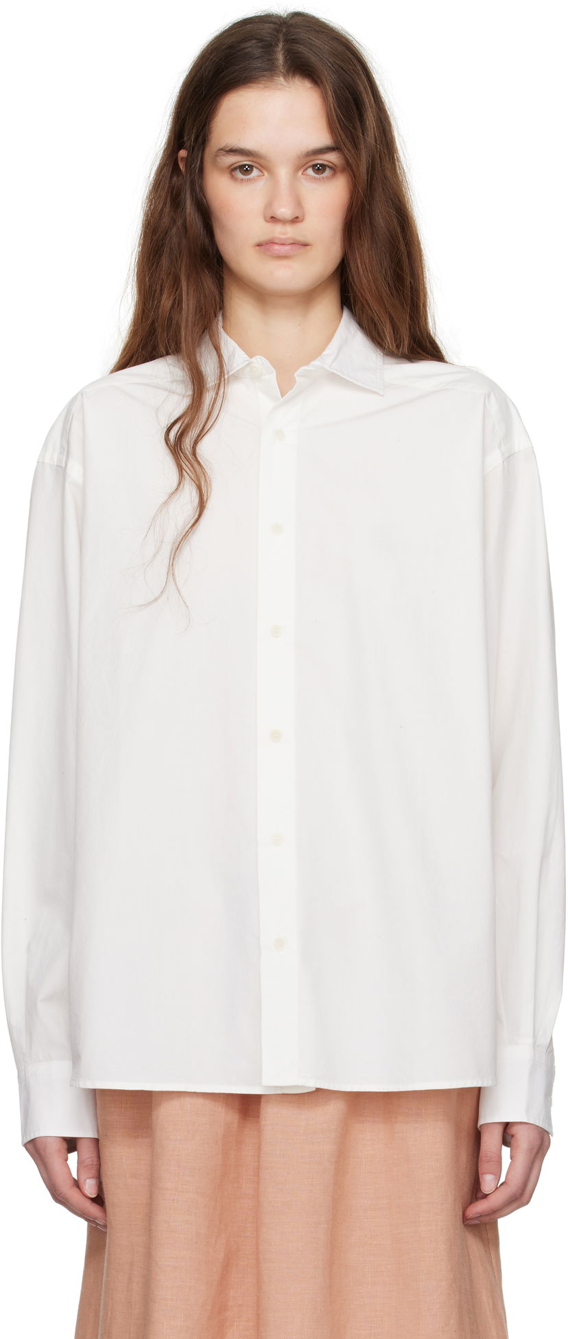 Skjorta Baserange Baserange Claude Relaxed-Fit Button-Up Shirt Vit | SHOL-POU-SP25
