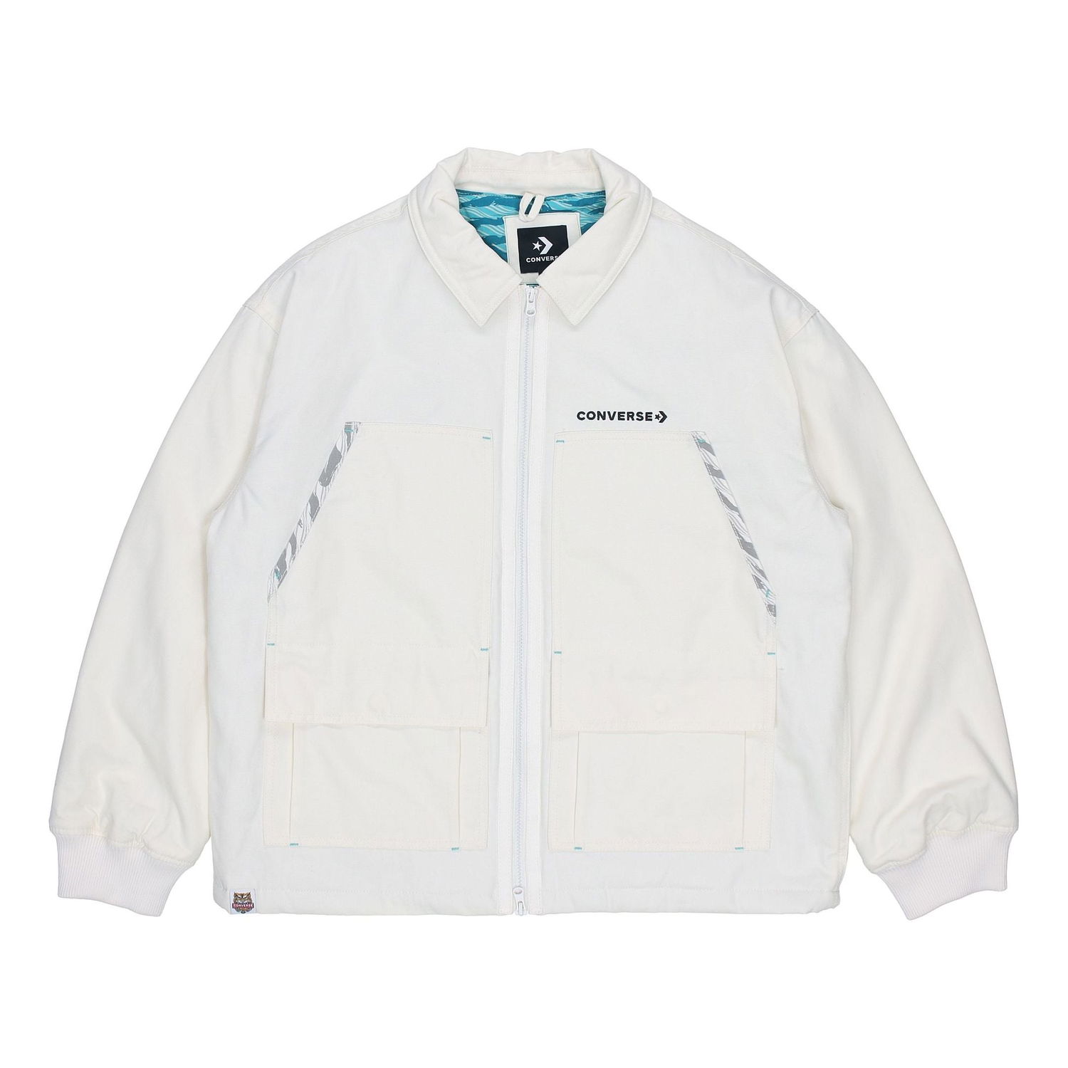 Jacka Converse New Year Series Logo Print Lapel Jacket Vit | 10024149-A01, 0