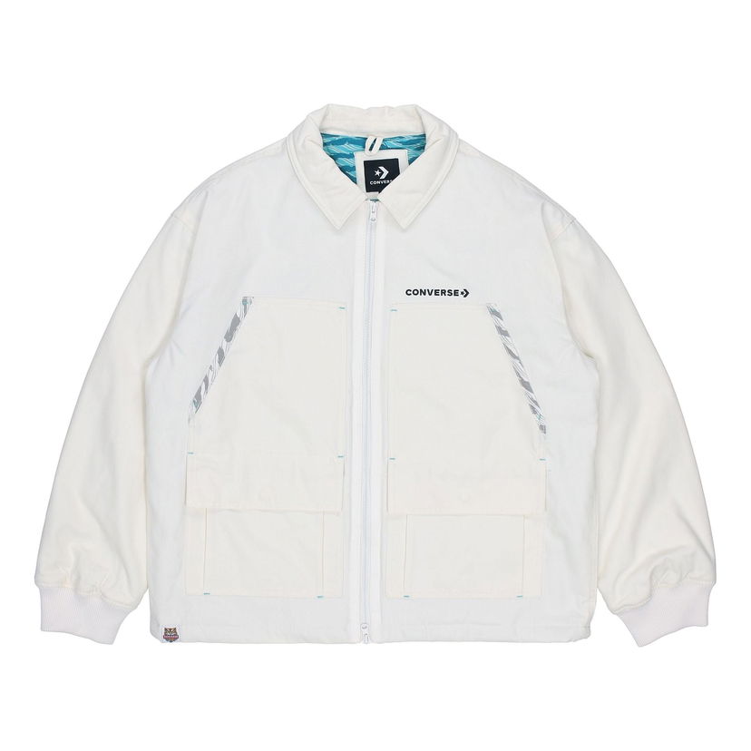 Jacka Converse New Year Series Logo Print Lapel Jacket Vit | 10024149-A01