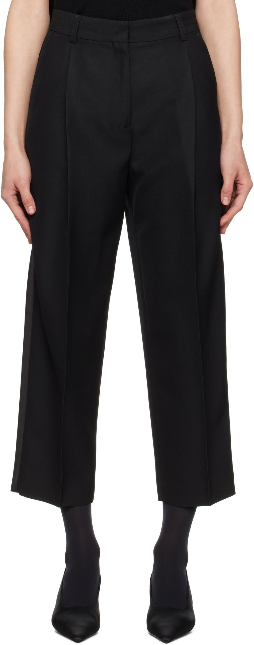 Byxor TOTEME TOTEME Pleated Straight Trousers Svart | 251-WRB0254-FB0026