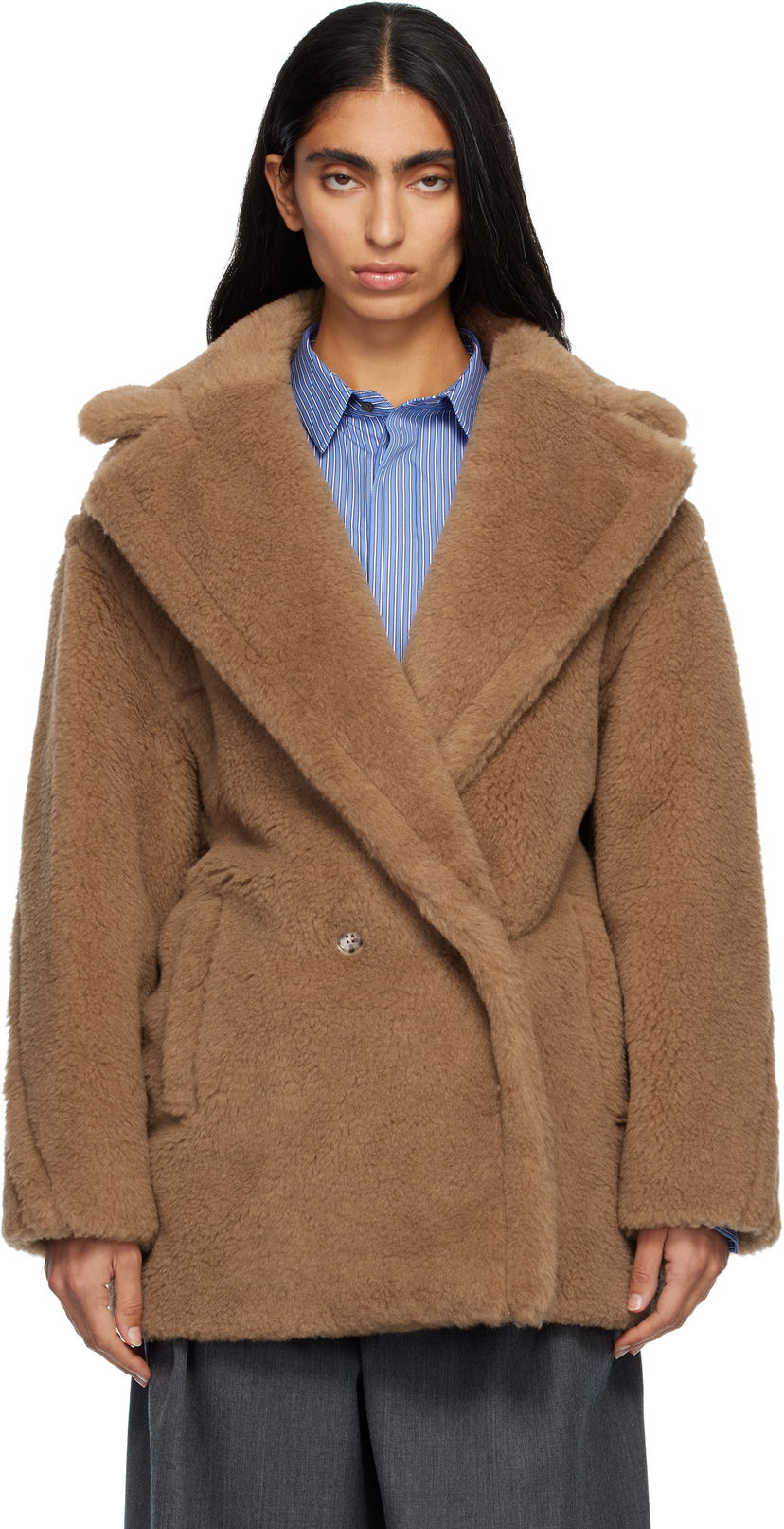 Rockar Max Mara Dramma Teddy Bear Coat Beige | 2521086022600