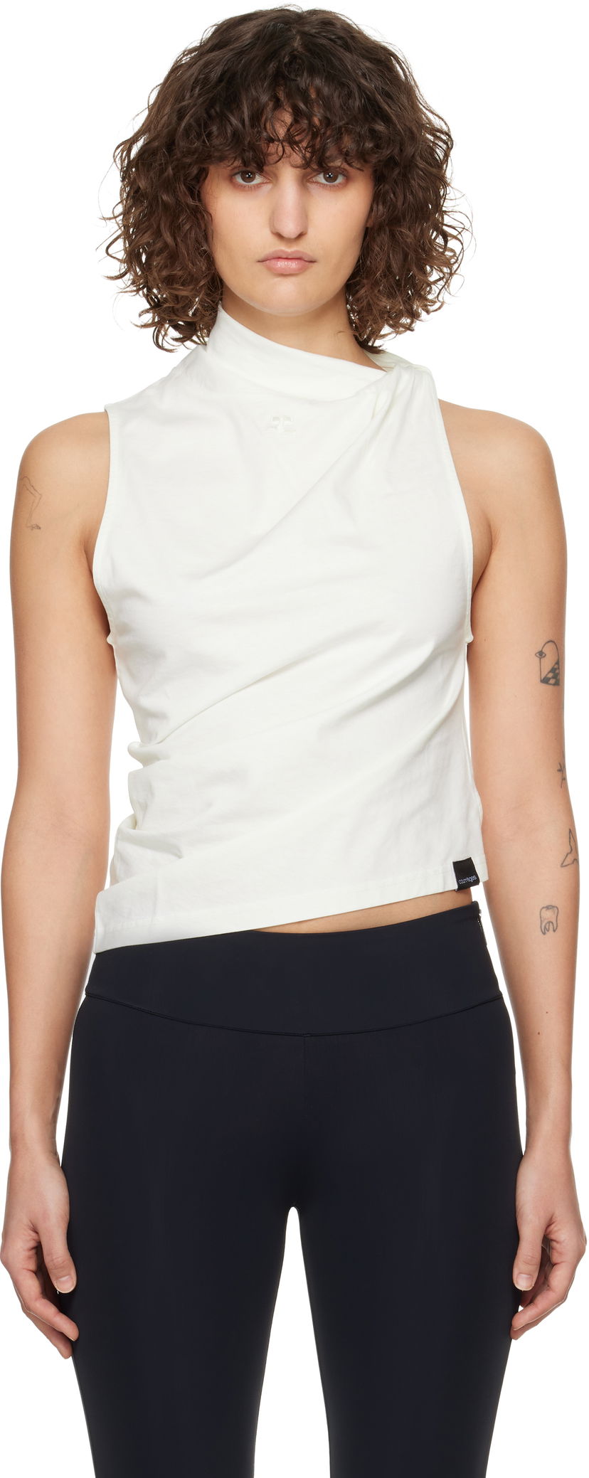Linne Courrèges Courrèges Draped Jersey Tank Top Vit | 125JDE125JS0107